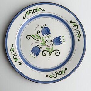 Stangl Tulip Serving Plate 11.5" Blue White Floral Hand Painted Pottery MCM